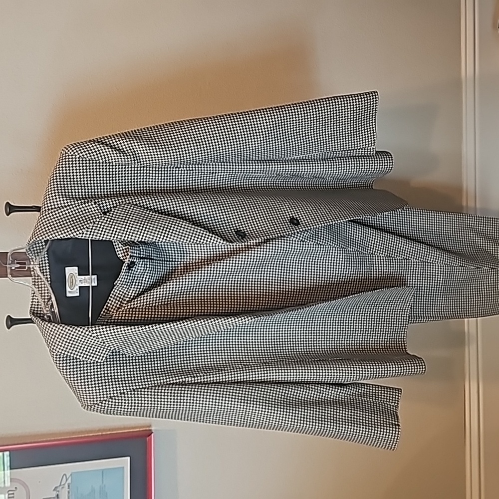 Talbots Black & White Houndstooth Wool Suit Set